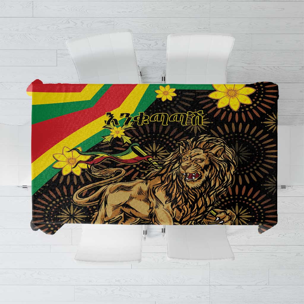 Enkutatash Ethiopia New Year Tablecloth Lion of Judah Adey Abeba Flower