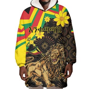 Enkutatash Ethiopia New Year Wearable Blanket Hoodie Lion of Judah Adey Abeba Flower