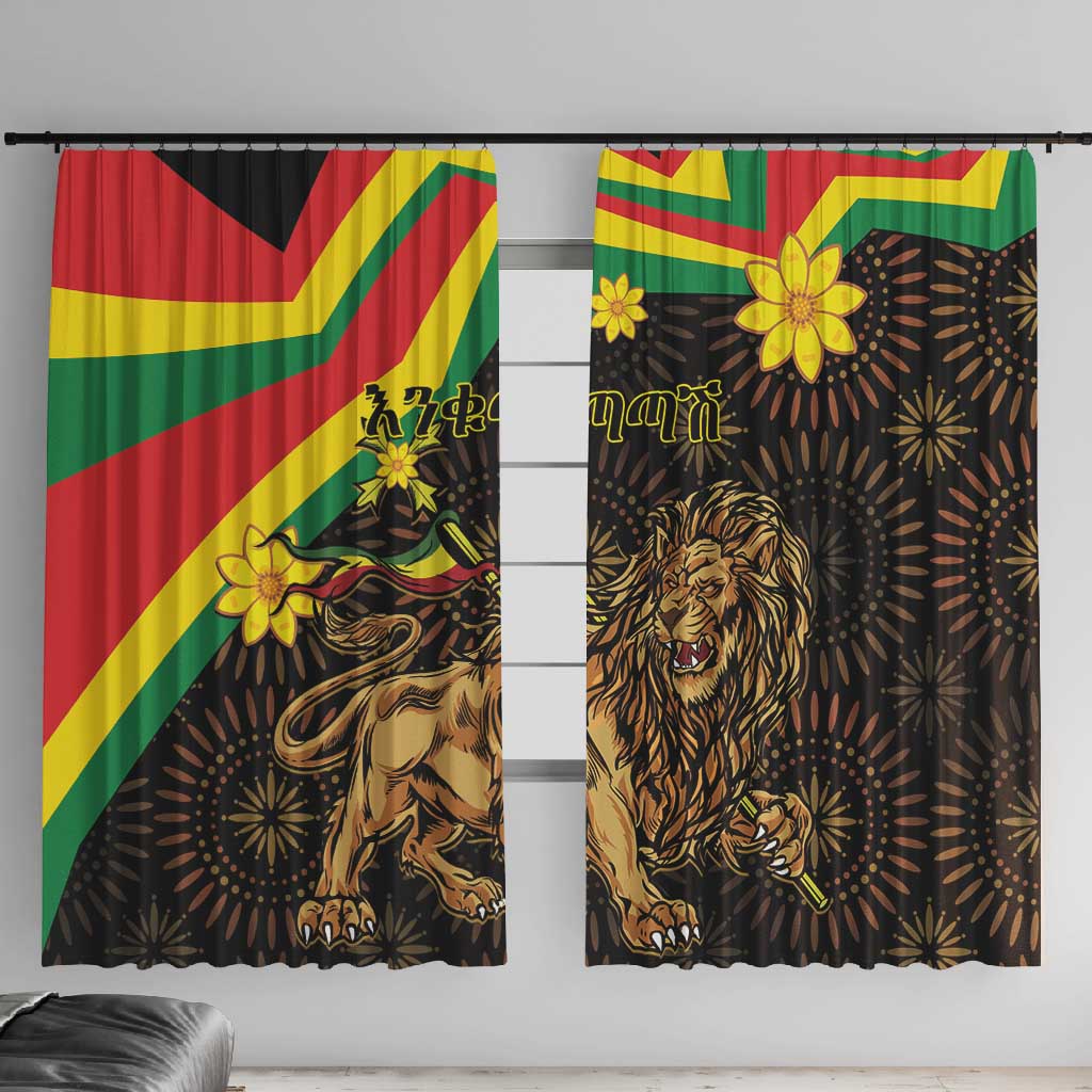 Enkutatash Ethiopia New Year Window Curtain Lion of Judah Adey Abeba Flower