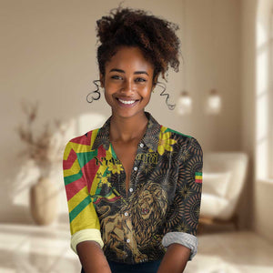 Enkutatash Ethiopia New Year Women Casual Shirt Lion of Judah Adey Abeba Flower