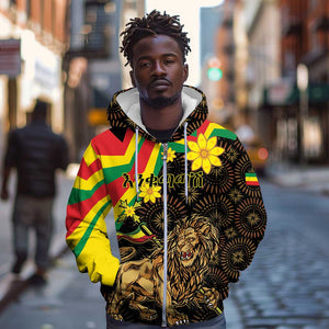 Enkutatash Ethiopia New Year Zip Hoodie Lion of Judah Adey Abeba Flower