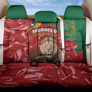 Morocco Independence Day Back Car Seat Cover with Barbary Lion and Moussier's Redstart