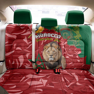 Morocco Independence Day Back Car Seat Cover with Barbary Lion and Moussier's Redstart