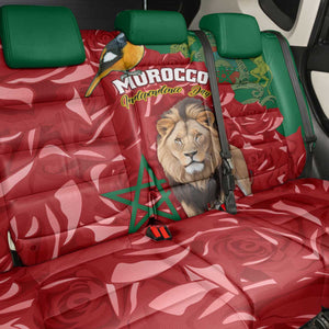 Morocco Independence Day Back Car Seat Cover with Barbary Lion and Moussier's Redstart