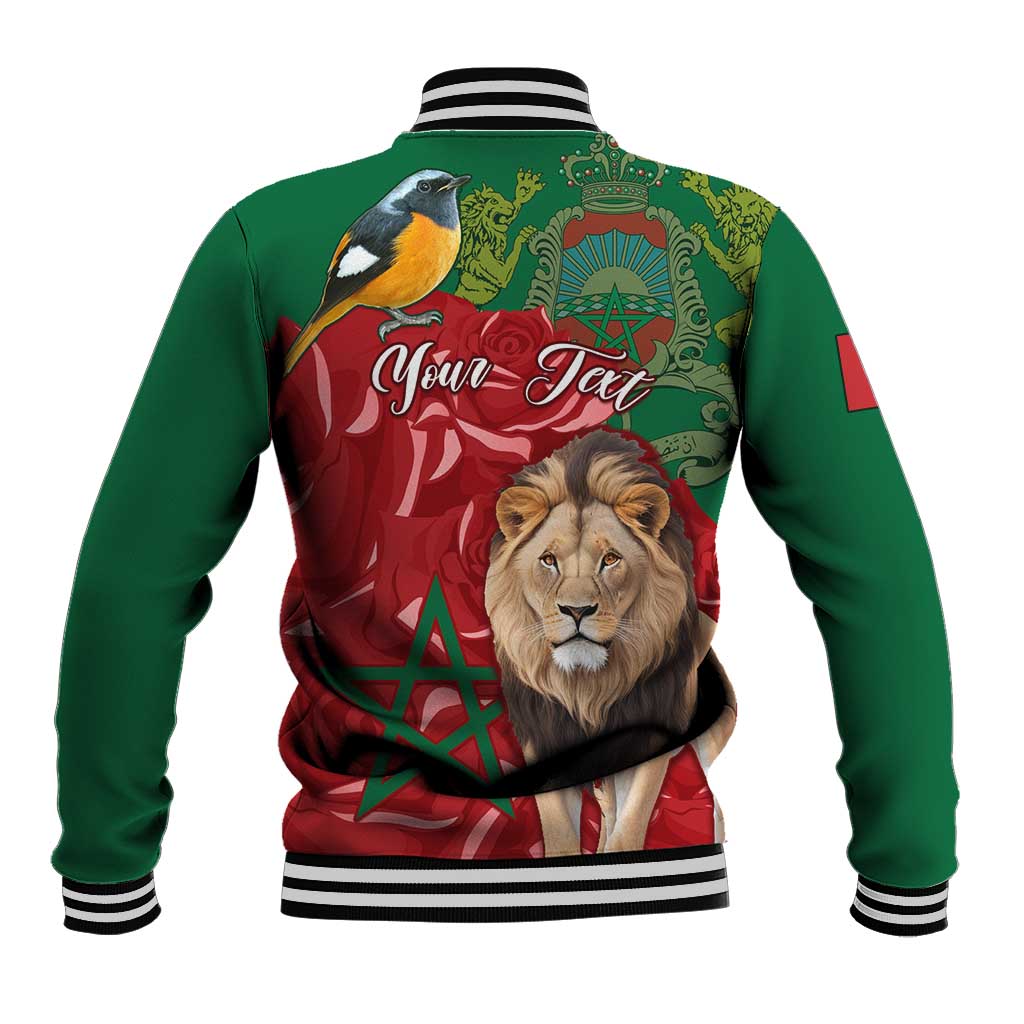 Morocco Independence Day Baseball Jacket with Barbary Lion and Moussier's Redstart LT01