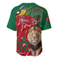 Morocco Independence Day Baseball Jersey with Barbary Lion and Moussier's Redstart
