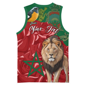 Morocco Independence Day Basketball Jersey with Barbary Lion and Moussier's Redstart LT01