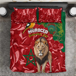 Morocco Independence Day Bedding Set with Barbary Lion and Moussier's Redstart