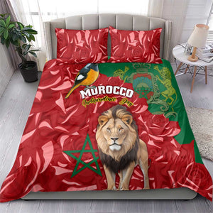 Morocco Independence Day Bedding Set with Barbary Lion and Moussier's Redstart