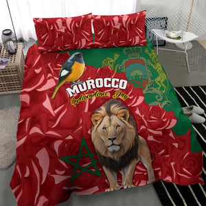 Morocco Independence Day Bedding Set with Barbary Lion and Moussier's Redstart