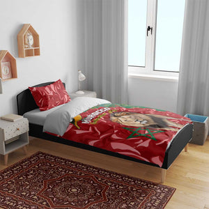 Morocco Independence Day Bedding Set with Barbary Lion and Moussier's Redstart