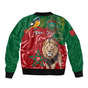 Morocco Independence Day Bomber Jacket with Barbary Lion and Moussier's Redstart