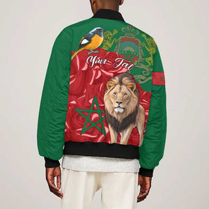 Morocco Independence Day Bomber Jacket with Barbary Lion and Moussier's Redstart