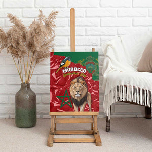 Morocco Independence Day Canvas Wall Art with Barbary Lion and Moussier's Redstart