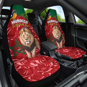 Morocco Independence Day Car Seat Cover with Barbary Lion and Moussier's Redstart