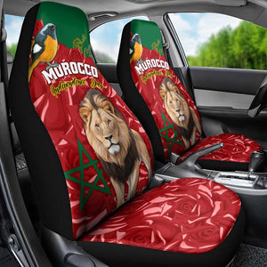 Morocco Independence Day Car Seat Cover with Barbary Lion and Moussier's Redstart