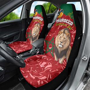 Morocco Independence Day Car Seat Cover with Barbary Lion and Moussier's Redstart