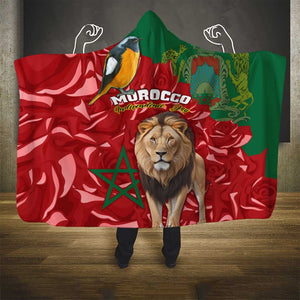 Morocco Independence Day Hooded Blanket with Barbary Lion and Moussier's Redstart