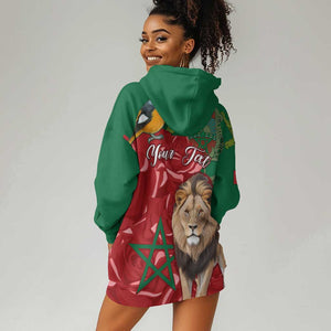 Morocco Independence Day Hoodie Dress with Barbary Lion and Moussier's Redstart