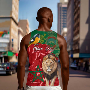 Morocco Independence Day Men Tank Top with Barbary Lion and Moussier's Redstart