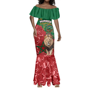 Morocco Independence Day Mermaid Dress with Barbary Lion and Moussier's Redstart