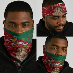 Morocco Independence Day Neck Gaiter Barbary Lion and Moussier's Redstart LT01