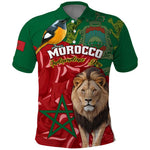 Morocco Independence Day Polo Shirt with Barbary Lion and Moussier's Redstart