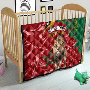 Morocco Independence Day Quilt with Barbary Lion and Moussier's Redstart