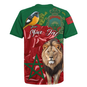 Morocco Independence Day Rugby Jersey with Barbary Lion and Moussier's Redstart