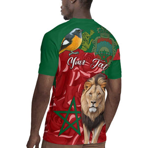 Morocco Independence Day Rugby Jersey with Barbary Lion and Moussier's Redstart