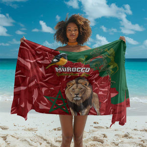 Morocco Independence Day Sarong with Barbary Lion and Moussier's Redstart