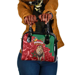 Morocco Independence Day Shoulder Handbag with Barbary Lion and Moussier's Redstart