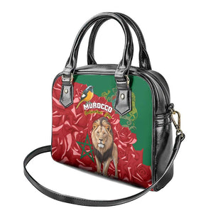 Morocco Independence Day Shoulder Handbag with Barbary Lion and Moussier's Redstart