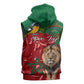 Morocco Independence Day Sleeveless Zip Hoodie with Barbary Lion and Moussier's Redstart - African Pride