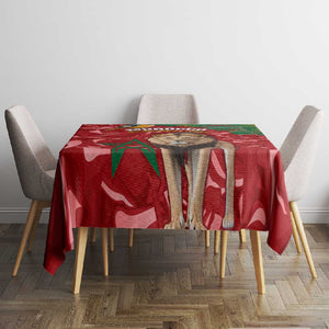 Morocco Independence Day Tablecloth with Barbary Lion and Moussier's Redstart