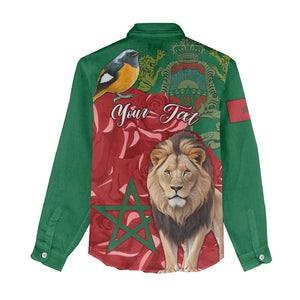 Morocco Independence Day Women Casual Shirt with Barbary Lion and Moussier's Redstart