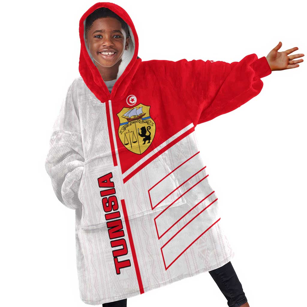 Tunisia Football KId Wearable Blanket Hoodie - Victory for the Eagles of Carthage