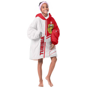 Tunisia Football KId Wearable Blanket Hoodie - Victory for the Eagles of Carthage