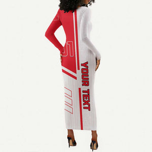 Tunisia Football Long Sleeve Bodycon Dress - Victory for the Eagles of Carthage LT01