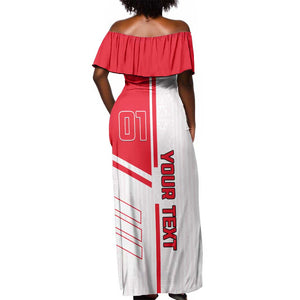 Tunisia Football Off Shoulder Maxi Dress - Victory for the Eagles of Carthage