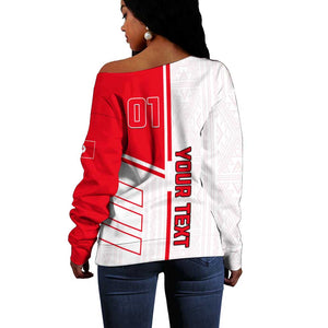 Tunisia Football Off Shoulder Sweater - Victory for the Eagles of Carthage