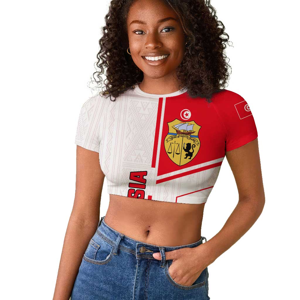 Tunisia Football Raglan Cropped T shirt - Victory for the Eagles of Carthage