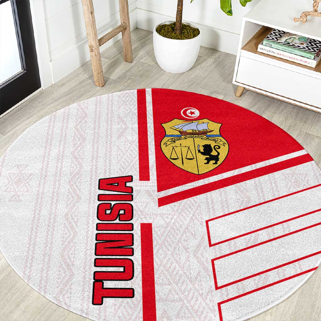 Tunisia Football Round Carpet - Victory for the Eagles of Carthage