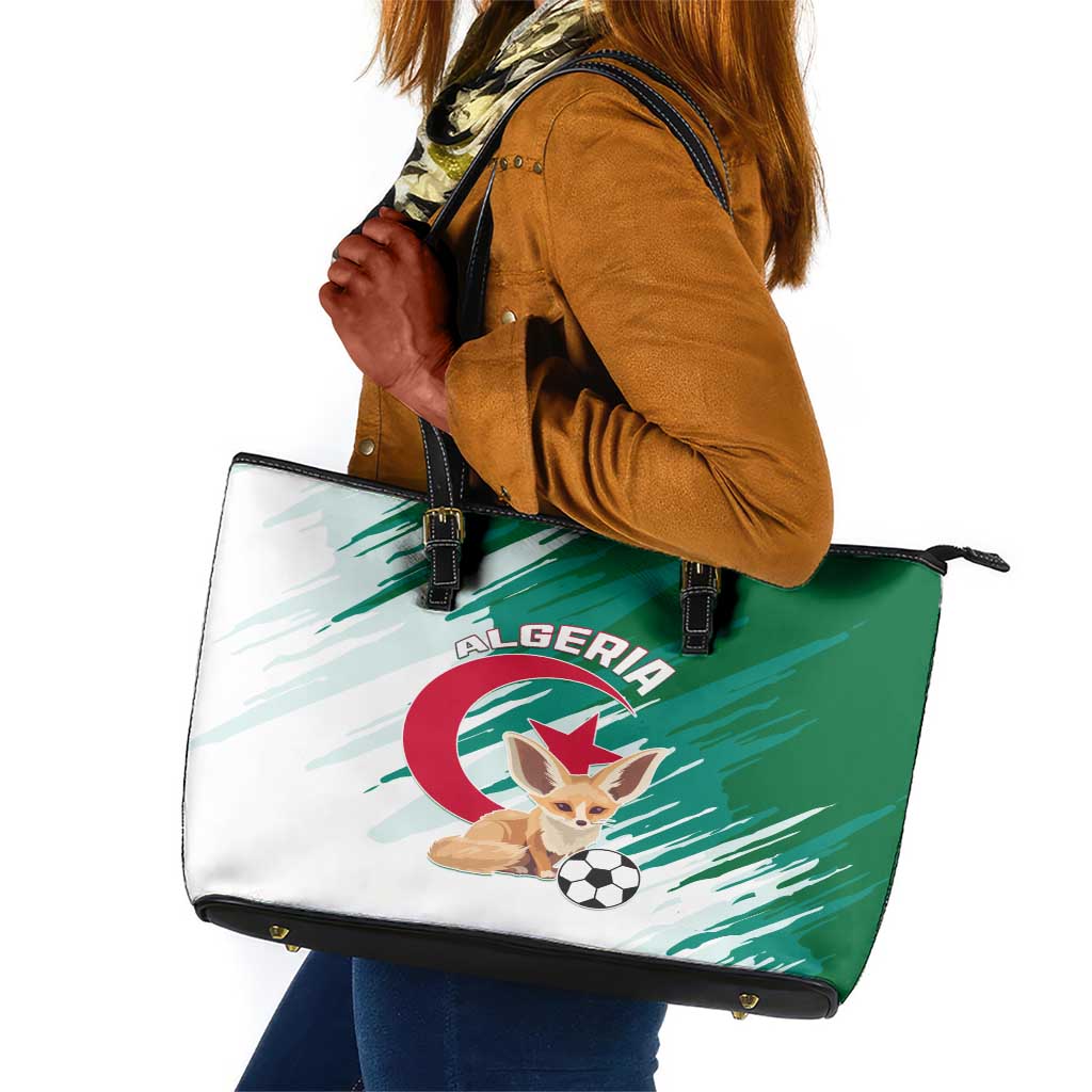 Support Les Fennecs - Algeria Football Leather Tote Bag