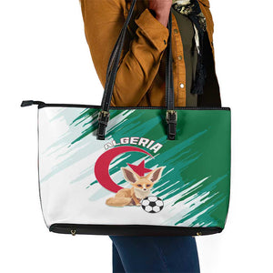 Support Les Fennecs - Algeria Football Leather Tote Bag