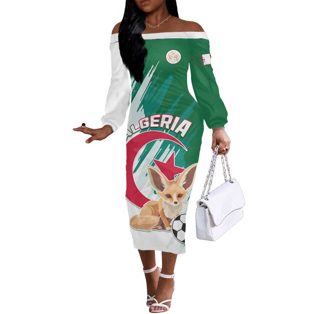 Support Les Fennecs - Algeria Football Off The Shoulder Long Sleeve Dress