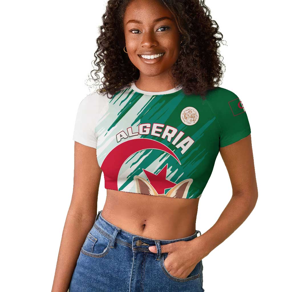 Support Les Fennecs - Algeria Football Raglan Cropped T shirt