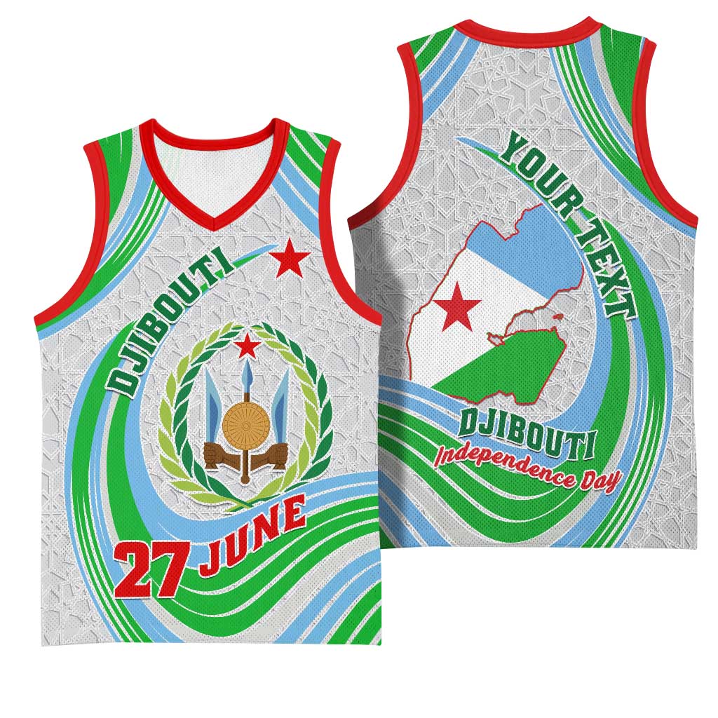 Custom Djibouti Independence Day Basketball Jersey - June 27, Jabuuti Emblem with Islamic Pattern LT01