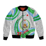 Custom Djibouti Independence Day Bomber Jacket - June 27, Jabuuti Emblem with Islamic Pattern