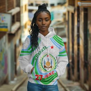 Custom Djibouti Independence Day Hoodie - June 27, Jabuuti Emblem with Islamic Pattern